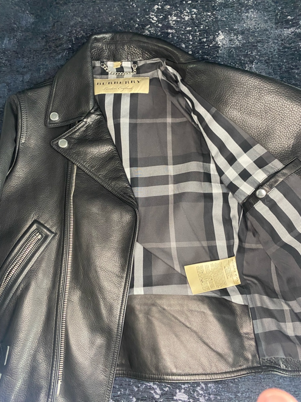 Burberry Black Leather Moto Bomber Jacket - Men's - Picture 5 of 6